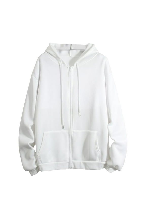 Womens Blouses Winter Loose Fit Hooded Long Sleeve Dolman One Shoulder Hoody Solid Color Leisure Polyester Hoodies Jacket(White,L)