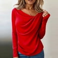 thumbnail image 1 of Womens Blouses Women Long Sleeve Pleated V Neck Rib Knit Slim Fit Shirts Basic Tops 2025 Casual T Shirt Going Out Workout Outfits Womens Fashion Top Shirts, 1 of 6