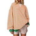 thumbnail image 1 of Womens Blouses Women Oversized Striped Color Block Long Sleeve Crew Neck Sweatshirt Casual Loose Pullover Y2000 Shirt Top Long Sleeve Shirts for Women, 1 of 5