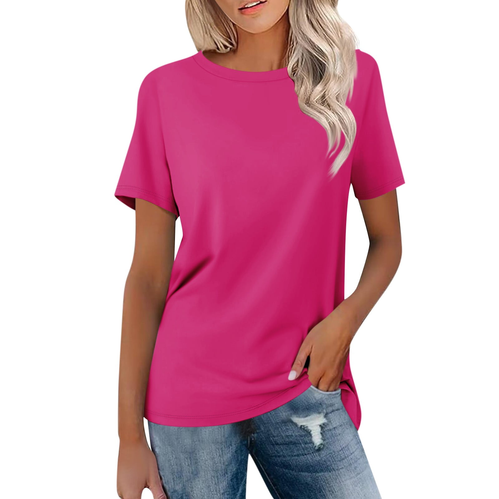 Women's Solid Color Button-Front Round Neck Sleeveless Blouse