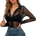 thumbnail image 1 of Womens Blouses Women's Sheer Mesh Button Down Shirt Top Long Sleeve Blouse Womens Tops, 1 of 8