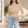 thumbnail image 1 of Womens Blouses Women's Solid Color High Neck Regular Long Sleeve Crewneck T Shirt Long Sleeve Shirts for Women, 1 of 6