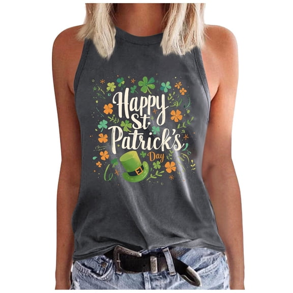 Womens Blouses Womens Fashion Crewneck Sleeveless Print Tank Tops Summer Casual Loose Fit Basic Beach Blouse T Shirts Vest Top Concert Top Undershirt Women Camisole for Women Casual Tight Tops Crop S
