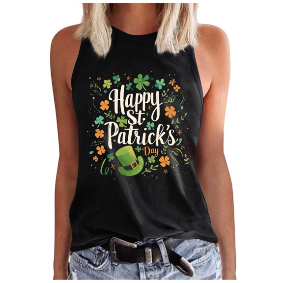 Womens Blouses Womens Fashion Crewneck Sleeveless Print Tank Tops Summer Casual Loose Fit Basic Beach Blouse T Shirts Vest Top Concert Top Undershirt Women Camisole for Women Casual Tight Tops Crop S