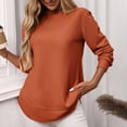 thumbnail image 1 of Womens Blouses Womens Long Sleeve Round Neck Shirts Side Split Basic Loose Tops Casual 2025 Crew Neck Tops A Little Run Big Long Sleeve Shirts for Women, 1 of 6