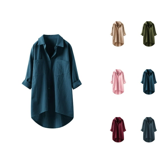 Womens Blouses for Work – Elegant Tops Button Down Blouse Long Sleeve Office Shirts for Women Casual Business Outfits Womens Button Down Shirts Solid Classic Long Sleeve Work Blouses Tops