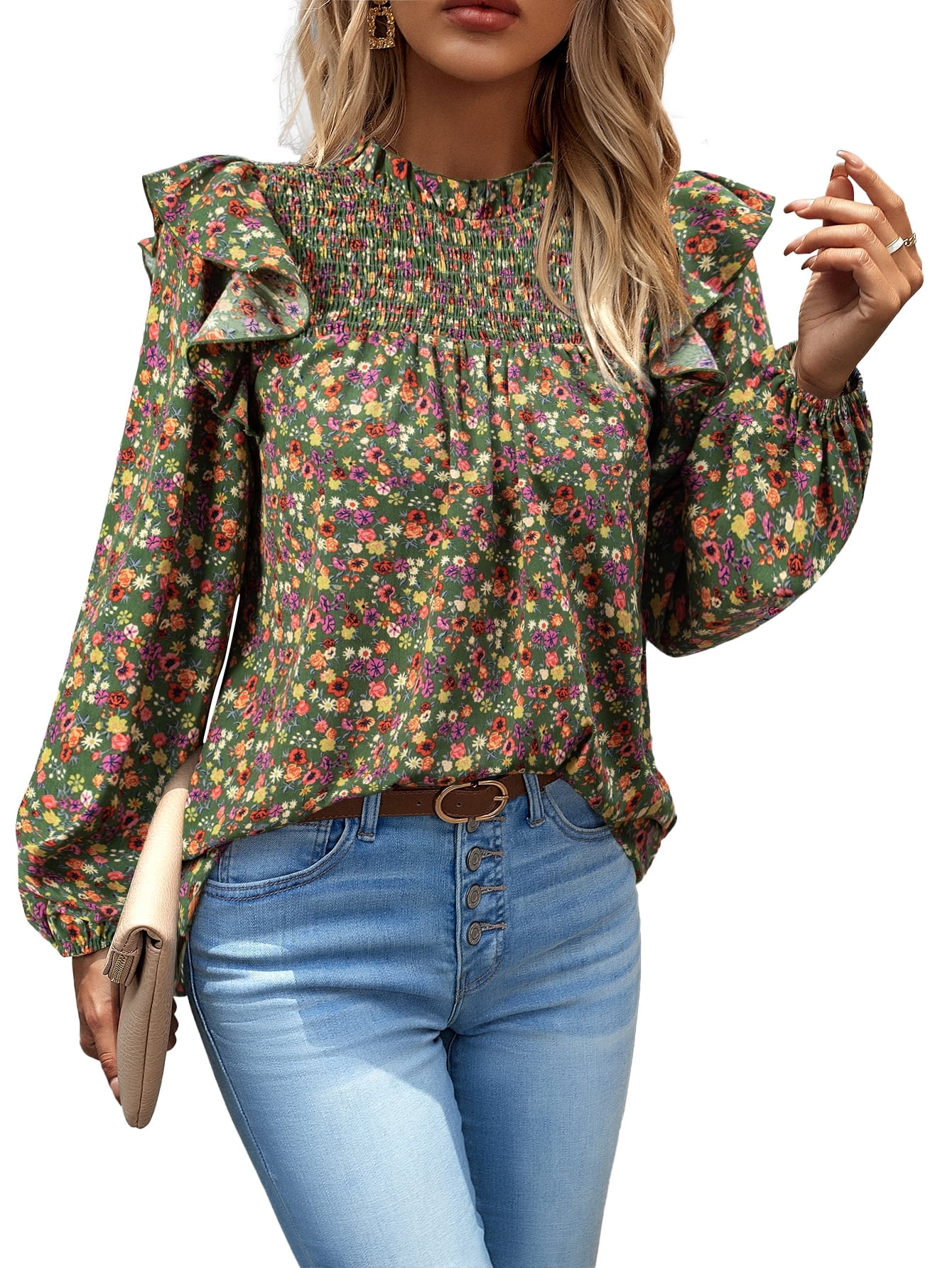 Flower Print Long Sleeve Shirt