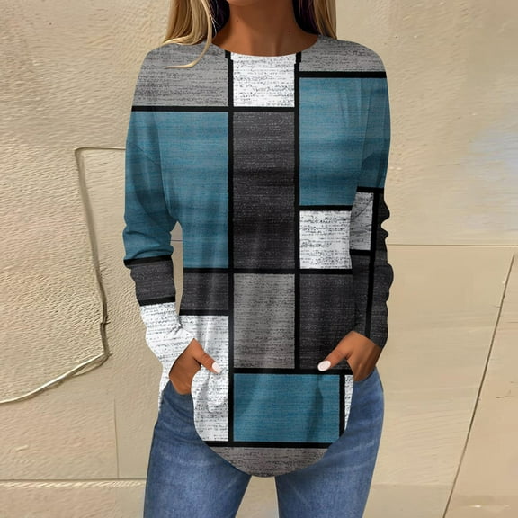 Womens Blouses and Tops Dressy Tee Shirts For Women Fall Casual Long Sleeve Shirts Sweatshirt Vintage Graphic Printing Top Pullover