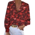 thumbnail image 1 of Womens Blouses and Tops Dressy Vintage Laef Print Shirts Deep V Neck Long Sleeve Blouses Casual Loose Fit Tunic Shirt on Womens Sweatshirt, 1 of 6