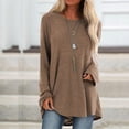 thumbnail image 1 of Womens Blouses and Tops Dressy Women's Casual Round Neck Long Sleeve Color T-Shirt Top Blouse, 1 of 5