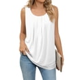 thumbnail image 1 of Womens Blouses and Tops Dressy Women's Summer Loose Vest Sleeveless Round Neck Pleated Casual Solid Color Top, 1 of 4