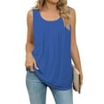 thumbnail image 1 of Womens Blouses and Tops Dressy Women's Summer Loose Vest Sleeveless Round Neck Pleated Casual Solid Color Top, 1 of 4