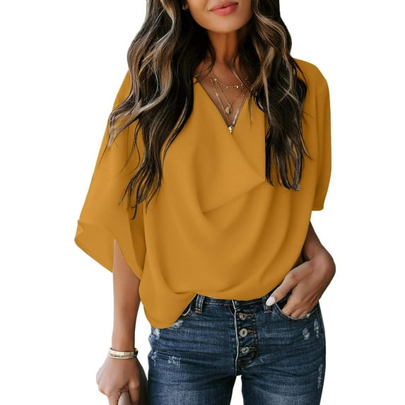 Womens Blouses and Tops Short Sleeve Chiffon Shirts and Tops