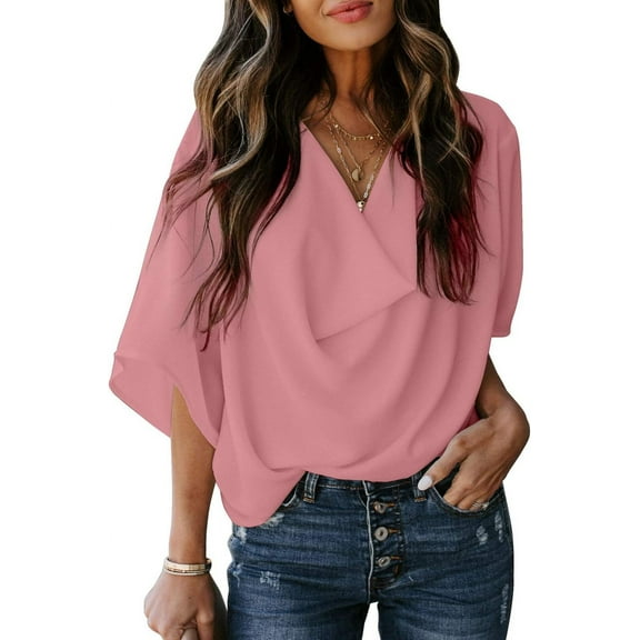 Womens Blouses and Tops Short Sleeve Chiffon Shirts and Tops