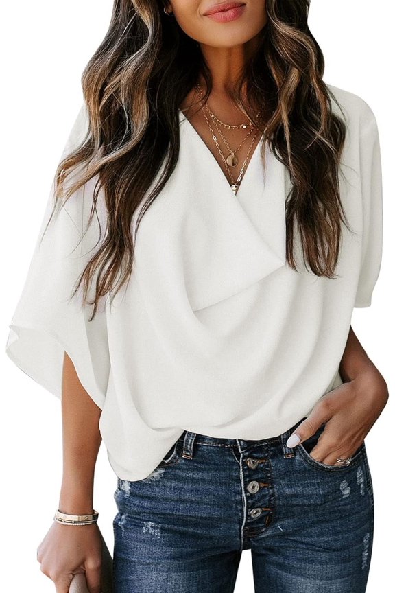 Womens Blouses and Tops Short Sleeve Chiffon Shirts and Tops