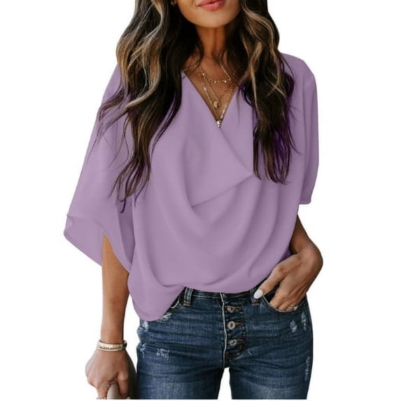 Womens Blouses and Tops Short Sleeve Chiffon Shirts and Tops