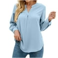 thumbnail image 1 of Womens Blouses and Tops for Work Fashion 2022 Casual Fall Shirts Long Sleeve Tunic Shirts Pleated Chiffon V Neck Blouse, 1 of 5