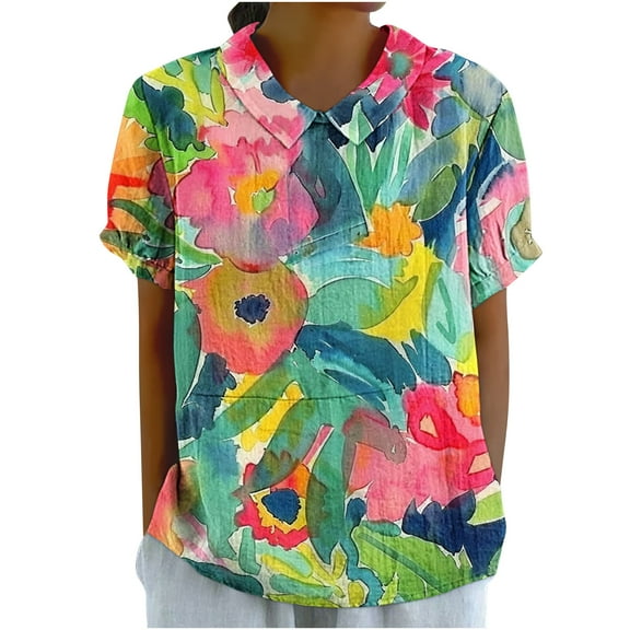 Womens Blouses for Wedding Athletic Tops Women 3X Women Short Sleeve Tops Fitted Hawaiian Shirts Blue