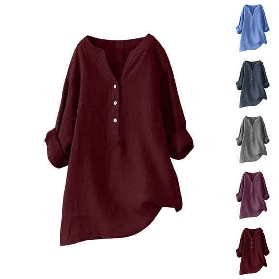 Womens Blouses for Work – Elegant Tops Button Down Blouse Long Sleeve Office Shirts Women Casual Business Outfits Loose Buttons Pocket Solid Shirt