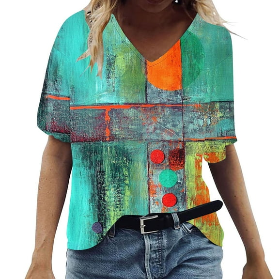 Womens Blouses for Work Summer Tops Plus Size With Sleeves Western Tshirts Shirts Plus Size Short Sleeve Blouses Dressy Casual