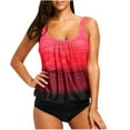 thumbnail image 1 of Womens Blouson Tankini Swimsuits Athletic Two Piece Strappy Tummy Control Bathing Suits with Bottoms, 1 of 6
