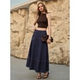 thumbnail image 1 of Womens Blue A-Line Denim Skirt With Slant Pockets, 1 of 14