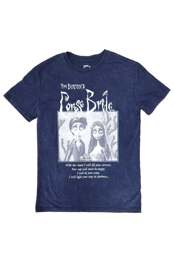 Womens Blue Acid Wash Halloween Corpse Bride T-Shirt Tee XX-Large