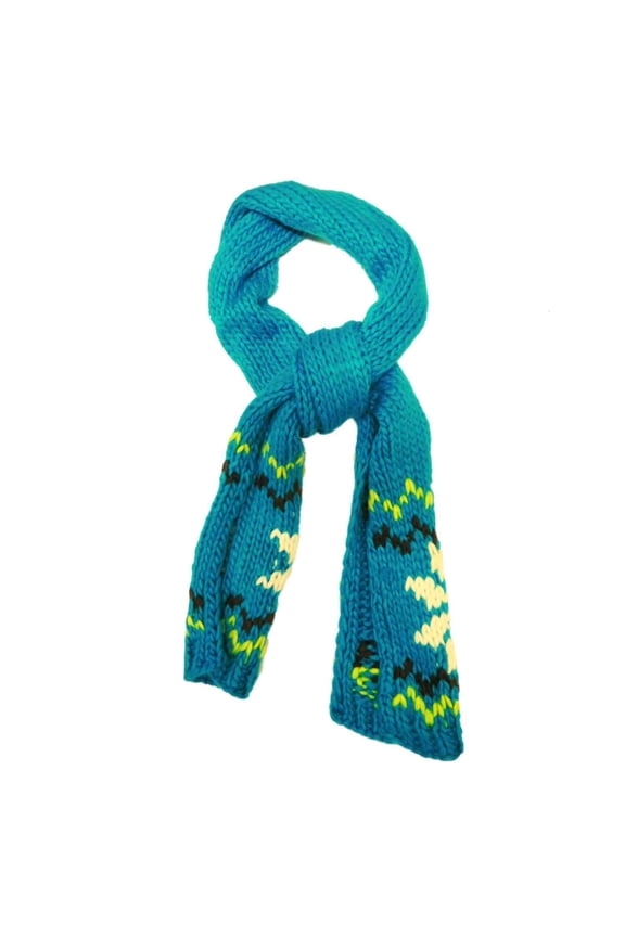 Womens Blue Acrylic Snowflake Cable Knit Winter Neck Scarf