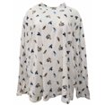 thumbnail image 1 of Womens Blue Birds Print White Long Sleeve Mock Turtleneck Shirt Top 2X, 1 of 2