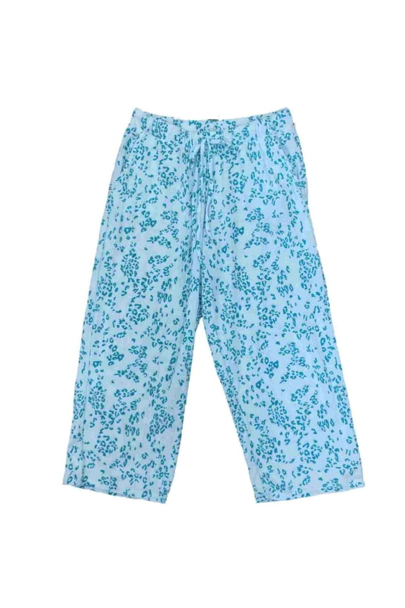 Womens Blue Cheetah Sleep Pants Leopard Animal Print Pajama Bottoms Small