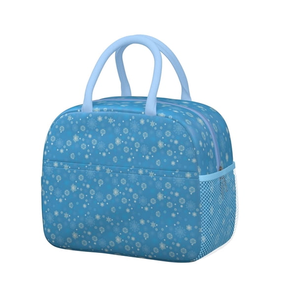 Womens Blue Christmas Snowflake Pattern Lunch Box for Work,Insulated Lunch Bag for Women,Loncheras Para Mujer,Leakproof Adult Lunch Bag for Work,Beach,Travel,Picnic,Camping