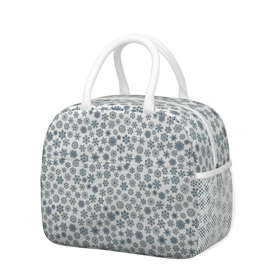 Womens Blue Christmas Snowflake Pattern Lunch Box for Work,Insulated Lunch Bag for Women,Loncheras Para Mujer,Leakproof Adult Lunch Bag for Work,Beach,Travel,Picnic,Camping