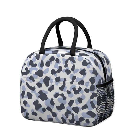 Womens Blue and Dark Blue Leopard Pattern Lunch Box for Work,Insulated Lunch Bag for Women,Loncheras Para Mujer,Leakproof Adult Lunch Bag for Work,Beach,Travel,Picnic,Camping