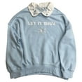 thumbnail image 1 of Womens Blue Let it Snow Collared Holiday Sweat Shirt Sweatshirt Top Small, 1 of 2