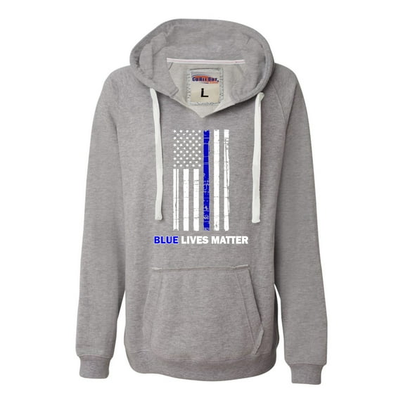 Womens Blue Lives Matter Thin Blue Line Support Police Deluxe Soft Hoodie