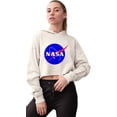 thumbnail image 1 of Womens Blue NASA Logo Cropped Hooded Sweatshirt, 1 of 1