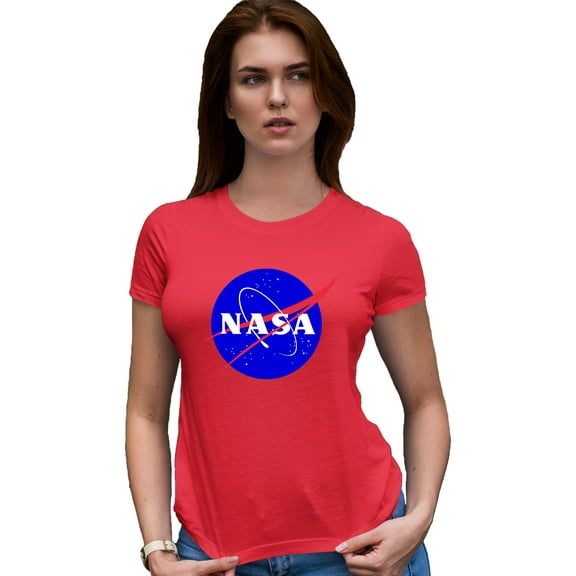Womens Blue NASA Logo Deluxe Soft T-Shirt