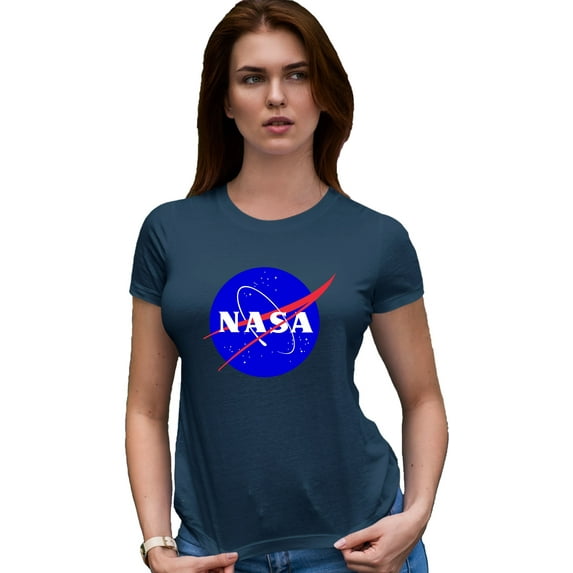 Womens Blue NASA Logo Deluxe Soft T-Shirt