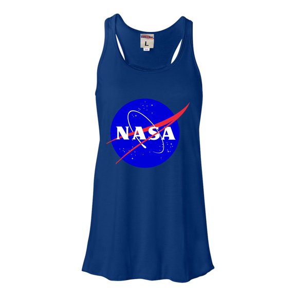 Womens Blue NASA Logo Flowy Racerback Tank Top T-Shirt