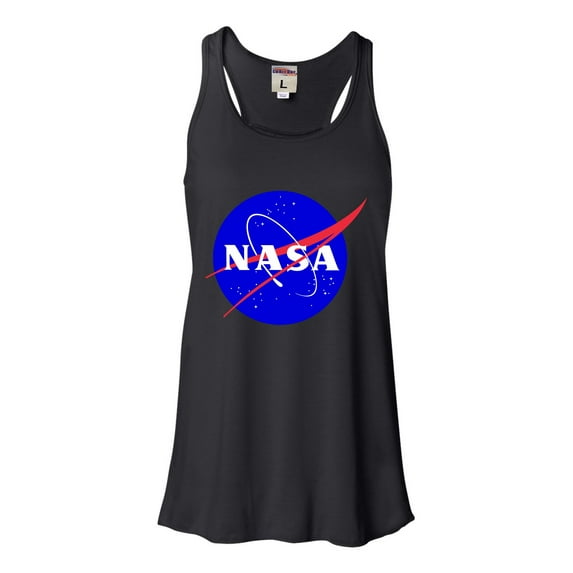Womens Blue NASA Logo Flowy Racerback Tank Top T-Shirt