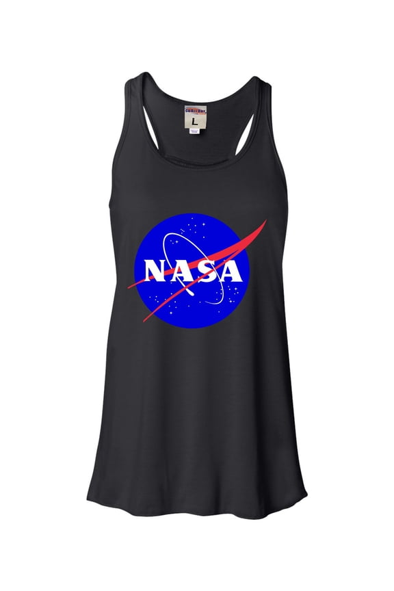 Womens Blue NASA Logo Flowy Racerback Tank Top T-Shirt