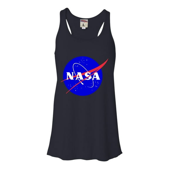 Womens Blue NASA Logo Flowy Racerback Tank Top T-Shirt