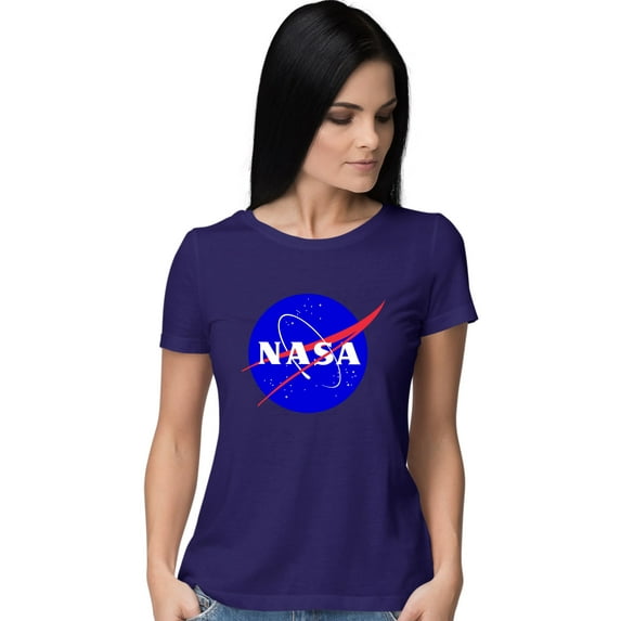 Womens Blue NASA Logo T-Shirt