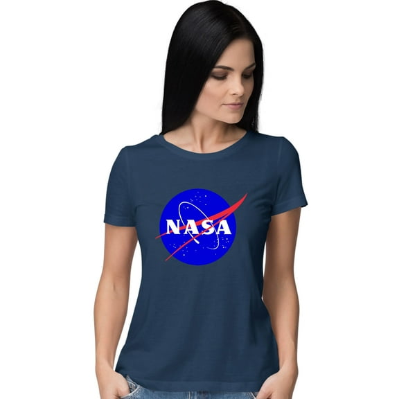 Womens Blue NASA Logo T-Shirt