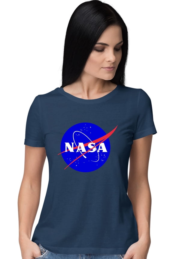Womens Blue NASA Logo T-Shirt