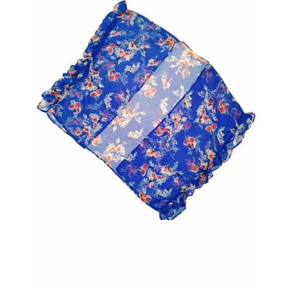 Womens Blue Pink White Floral Flower Swim Suit Cover Up Opaque Cover-Up One Size