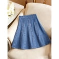 thumbnail image 1 of Womens Blue Pleated A-Line Denim Skirt Casual Mini Skirt, 1 of 5