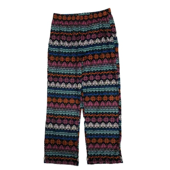 Womens Blue Red & Pink Fleece Snowflake Christmas Pajama Bottoms Sleep Pants M
