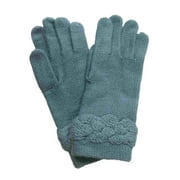 Womens Blue Rope Knit Gloves Aqua