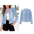 thumbnail image 1 of Womens Blue Sequin Jackets for Women Long Sleeve Casual Sequin Cardigan Womens Sequin Tops, 1 of 6